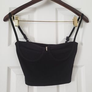 Crop tank top Hey Babe black with wire NWT